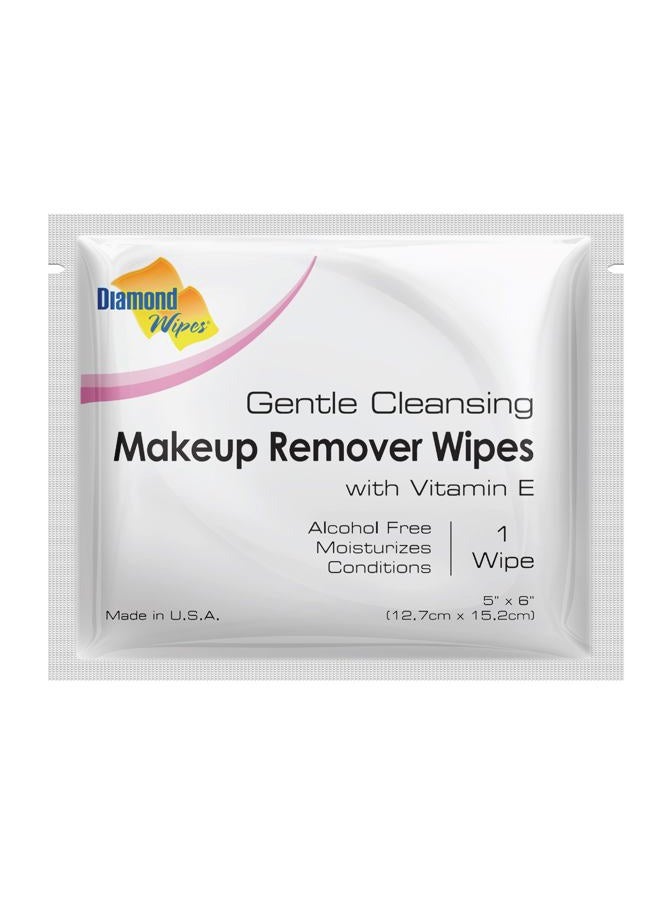 Diamond Wipes Gentle Makeup Remover Cleansing Face Facial Towelettes with Vitamin E for Waterproof Makeup Individually Sealed Wrappers of 50 - Image 1