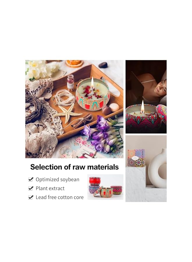 The Bros Scented Candles Gift Set, 4 Scents Portable Relaxing Aromatherapy Smokeless Candle with Natural Soy Wax, Decorative Round Candle Holder for Wedding, Dinner, Party, Diwali, Bath, Yoga - Image 2