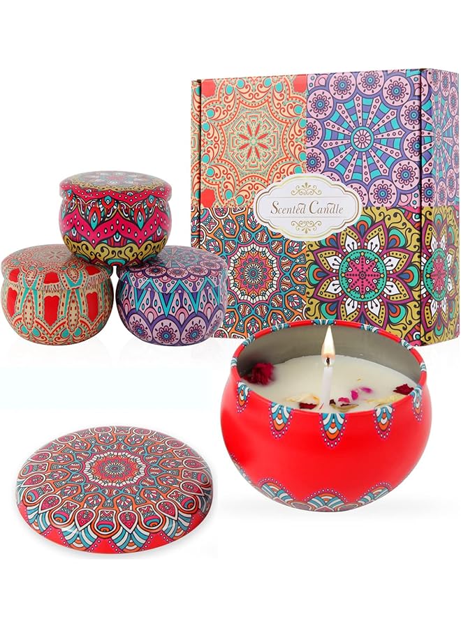 The Bros Scented Candles Gift Set, 4 Scents Portable Relaxing Aromatherapy Smokeless Candle with Natural Soy Wax, Decorative Round Candle Holder for Wedding, Dinner, Party, Diwali, Bath, Yoga - Image 1