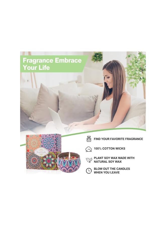 The Bros Scented Candles Gift Set, 4 Scents Portable Relaxing Aromatherapy Smokeless Candle with Natural Soy Wax, Decorative Round Candle Holder for Wedding, Dinner, Party, Diwali, Bath, Yoga - Image 3