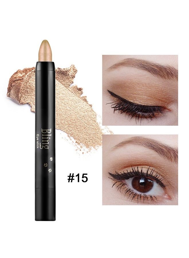 Boobeen Eyeshadow Pencil Crayon Waterproof Eyeshadow Stick Shimmer Cream Eyeshadow Pen Create Glitter Eye Makeup, Easy to Use (15#) - Image 2