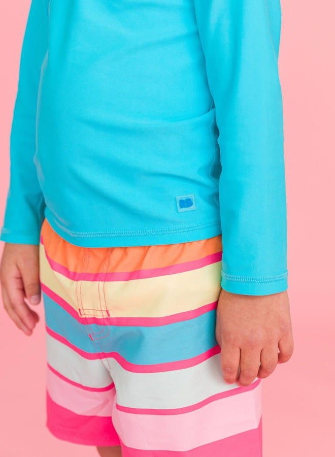 RUGGEDBUTTS Boys UPF50+ Sun Protection Striped Color Block Swim Trunks - Image 3