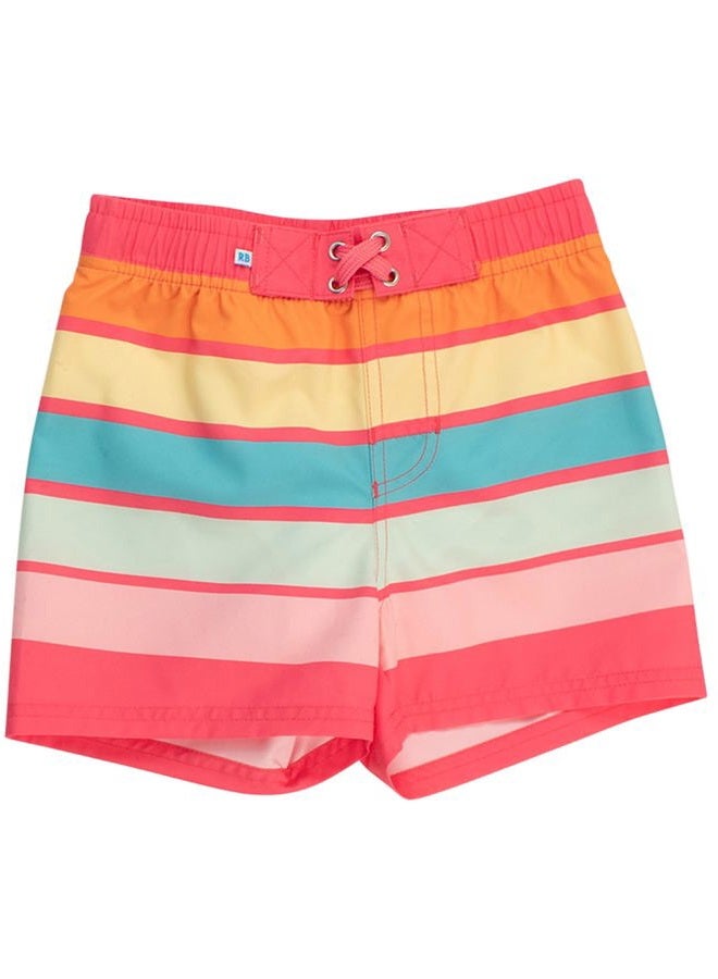 RUGGEDBUTTS Boys UPF50+ Sun Protection Striped Color Block Swim Trunks - Image 1