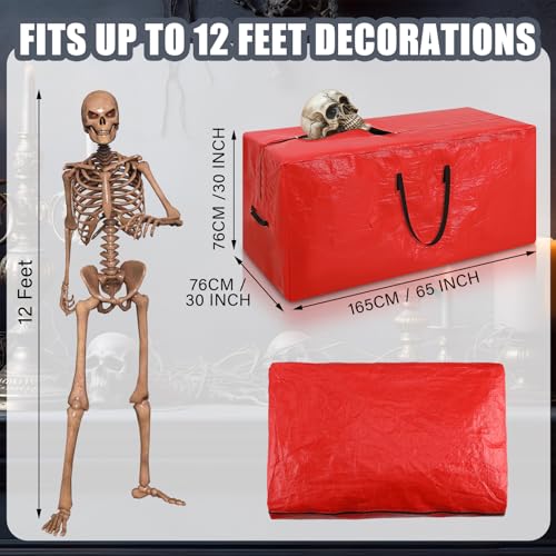 Cozypower Christmas 12ft Skeleton Storage Bag Fit up to 12ft Skeleton Christmas Tree Storage Bag Heavy Duty Extra Large Container with Durable Handles and Dual Zipper Totes 65 x 30 x 30 InchRed - Image 3