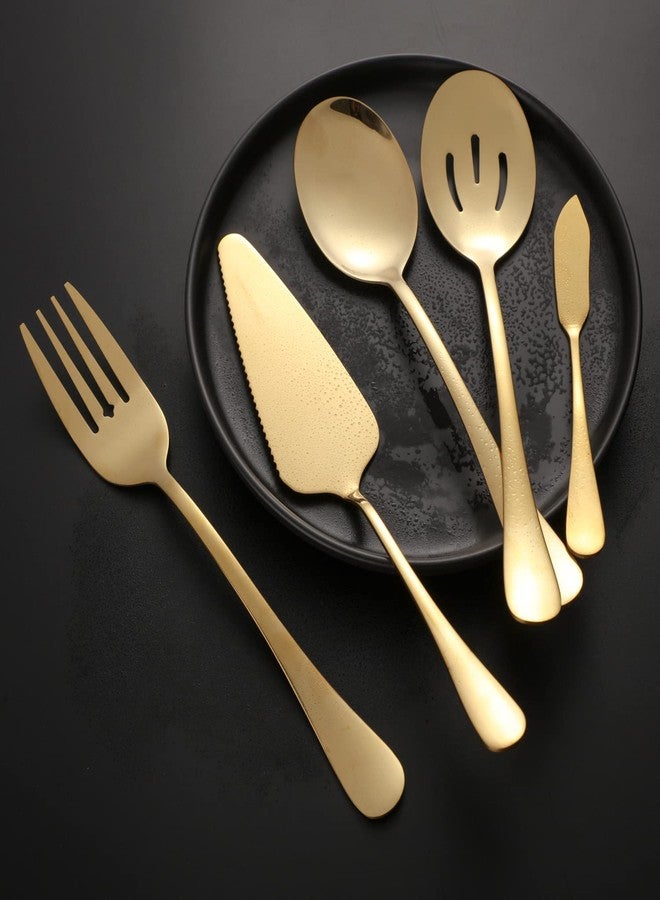 X-zrew 45-Piece Silverware Set Stainless Steel Flatware Set with Serving Utensils Hammered Flatware Set for 8 Cutlery Utensil Set for Home Kitchen Restaurant - Image 5