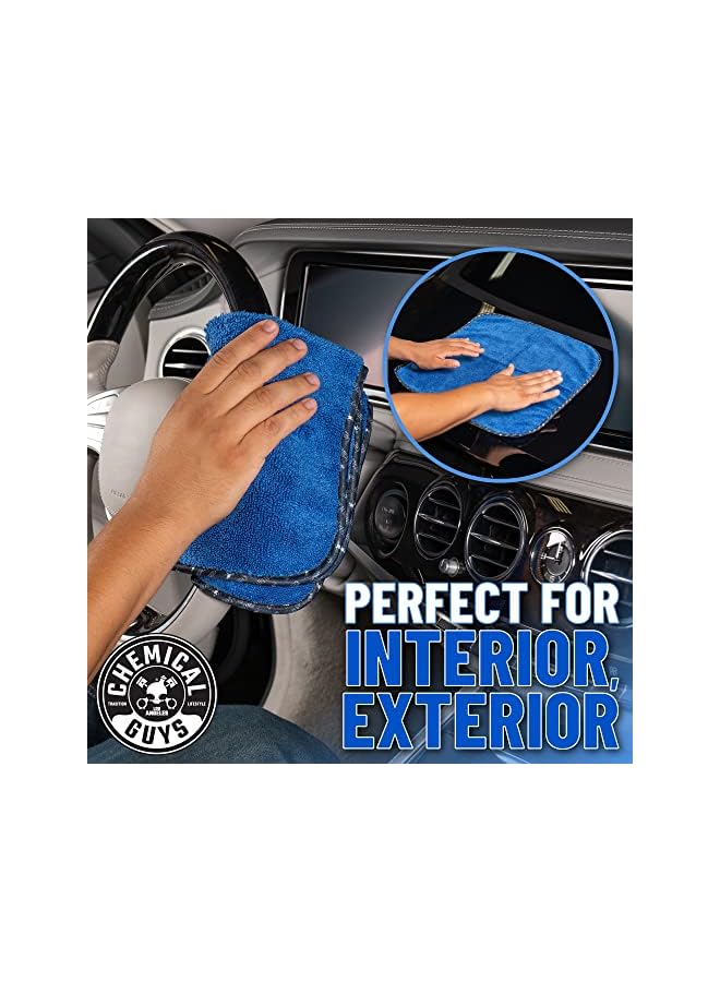 Chemical Guys MIC110003 Professional Grade Premium Microfiber Towels, Blue (16 Inch x 16 Inch) (Pack of 3) - Safe for Car Wash, Home Cleaning & Pet Drying Cloths - Image 3