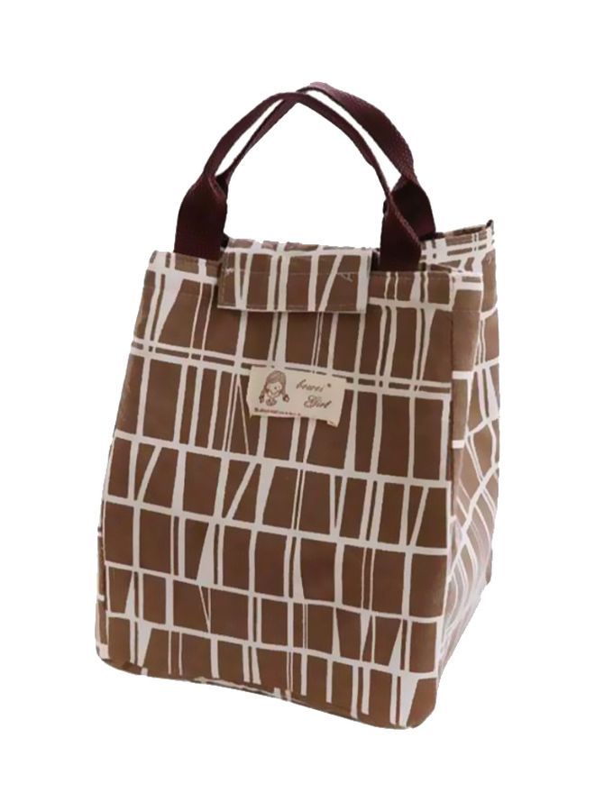 NIBEMINENT Cartoon Printed Thermal Insulated Lunch Bag Brown/Beige 25x18x24cm 