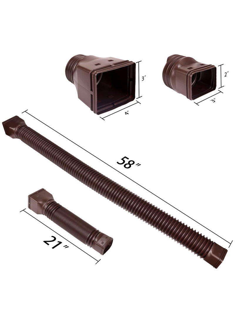 Y&D SYOSI 2Pcs Rain Gutter Downspout Extensions, Drain Extender Diverter Extendable from 21 to 58 inches, Extension for Most Residential Downspouts (Brown) - Image 2