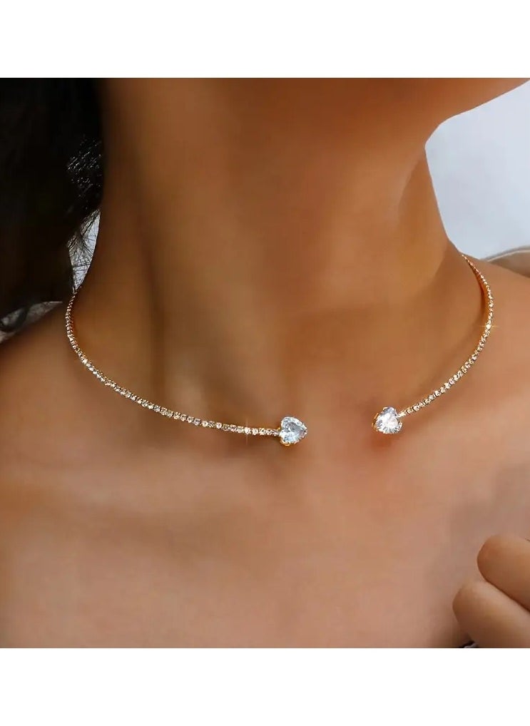 Goolsky Exquisite Shiny Rhinestone Collar Necklace Monochrome Birthstone 14K Gold Plated Neck Jewelry Boho Style Necklace For Women  - Image 4