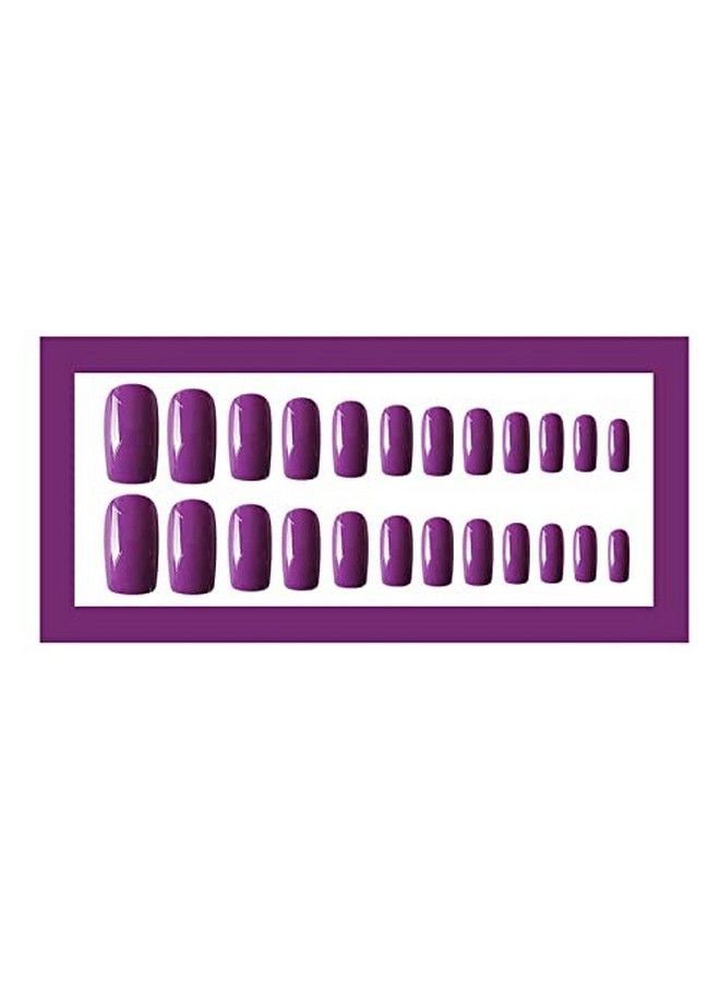 KLOSS BEAUTY Purple Prone Short Square Nails Set Of 24 Reusable Uv Treated Gel Finished Presson Nails With Glossy Finish (Purple) - Image 3
