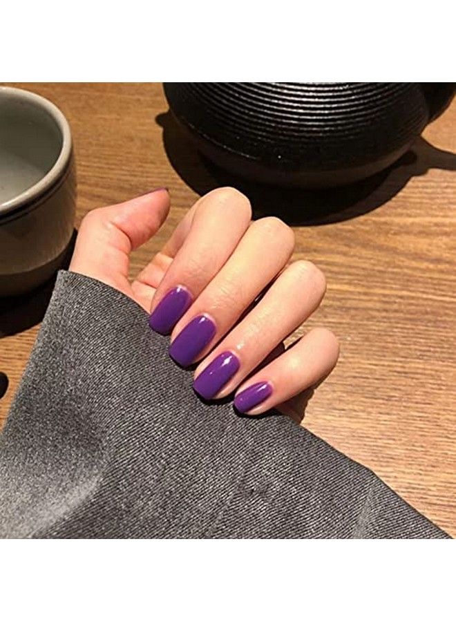 KLOSS BEAUTY Purple Prone Short Square Nails Set Of 24 Reusable Uv Treated Gel Finished Presson Nails With Glossy Finish (Purple) - Image 2