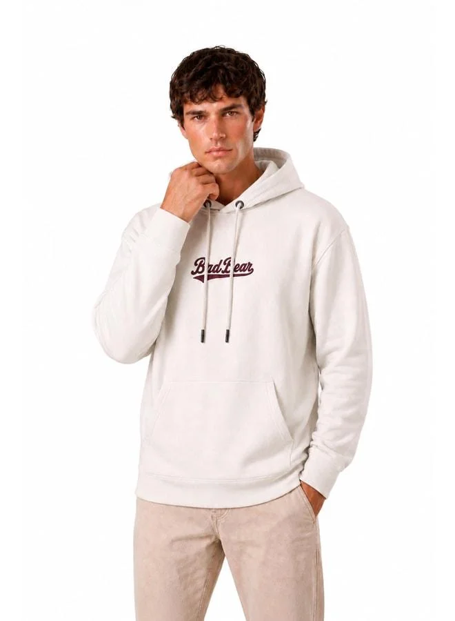 Bad Bear White Basic Hooded Men's Sweatshirt.