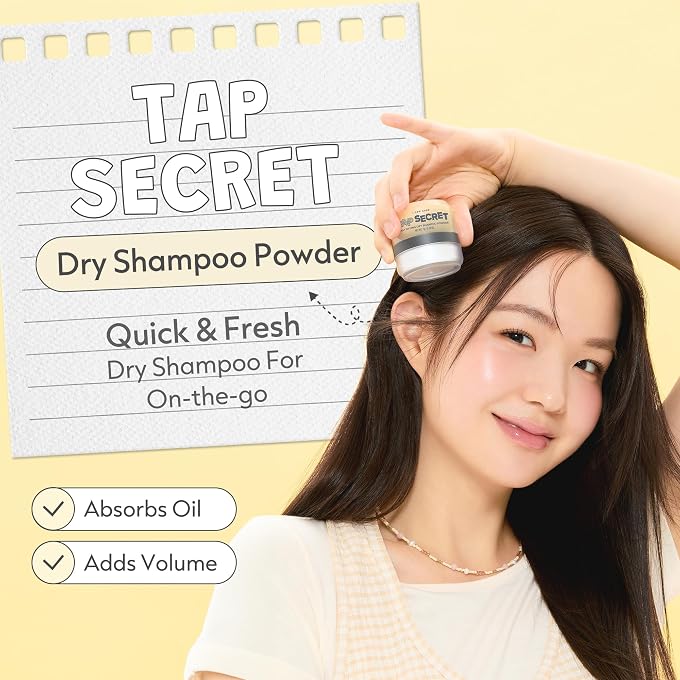 I DEW CARE Biotin Dry Shampoo Tap Secret Original | Strengthening & Volumizing, Powder Type, Refillable, Travel size, Non-aerosol, Brunette, Korean Ginseng, Dry Shampoo for Women, 0.24 Oz - Image 2