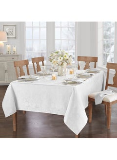 Elegance Damask Table Fabric Tablecloth Linen Rectangle White 60 x 84 cm