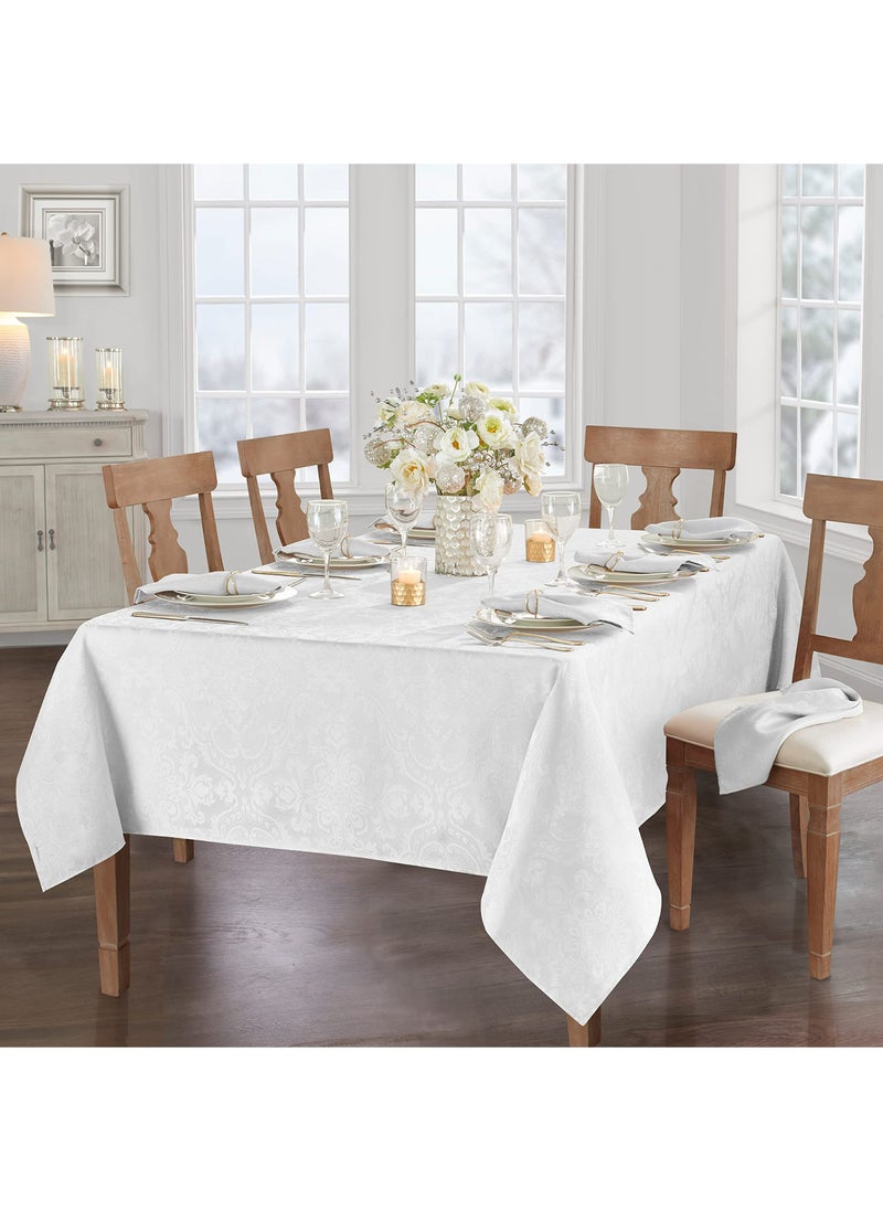 RARELY - Elegance Damask Table Fabric Tablecloth Linen Rectangle White 60 x 84 cm - Image 1