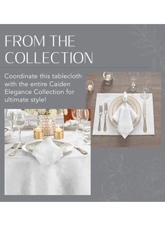 RARELY Elegance Damask Table Fabric Tablecloth Linen Rectangle White 60 x 84 cm  - Image 2