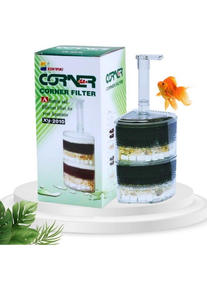 VAYINATO VAYINATO Xinyou Xy-2010 Corner Filter with Filter Media(Suitable Up to 3 Feet Tank) A Simple and Efficient Filter for Your Aquarium  - Image 1