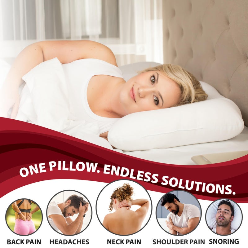 Core Products D-Core Cervical Neck Pillow - Extra Firm Orthopedic Support for Neck Discomfort, Great Gift for Back Sleepers, Dual Neck Rolls, Cervical Alignment, Midsize, Assembled in USA - Image 2