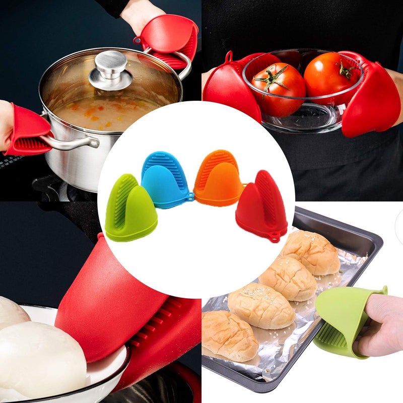 NEPAK 4 Pairs Silicone Cooking Pinch Grips Oven Mitts Potholder for Kitchen Cooking & Baking - Image 5