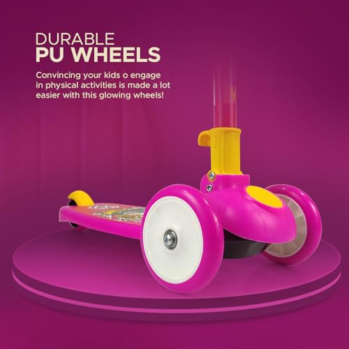 NHR Smart Kick Scooter for Kids, 4 Adjustable Height Scooter, Foldable & Attractive PU Wheels with Rare Brakes for Kids Age Upto 2+ Years (20 kg, Pink) - Image 3
