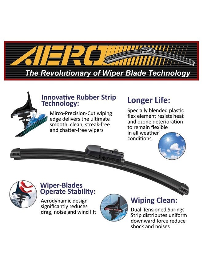 Aero Avenger 26"+17" Premium All-Season Windshield Wiper Blades with Extra Refills OEM Replacement for Subaru Forester 2021-2019 (Set of 2) - Image 3