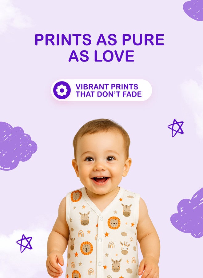 Kidbea سترة جابلا بيضاء وبنية مطبوعة للأطفال من كيدبيا مع ياقة على شكل V وإغلاق بأزرار - Image 5