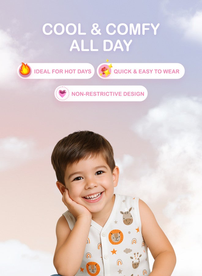 Kidbea سترة جابلا بيضاء وبنية مطبوعة للأطفال من كيدبيا مع ياقة على شكل V وإغلاق بأزرار - Image 4