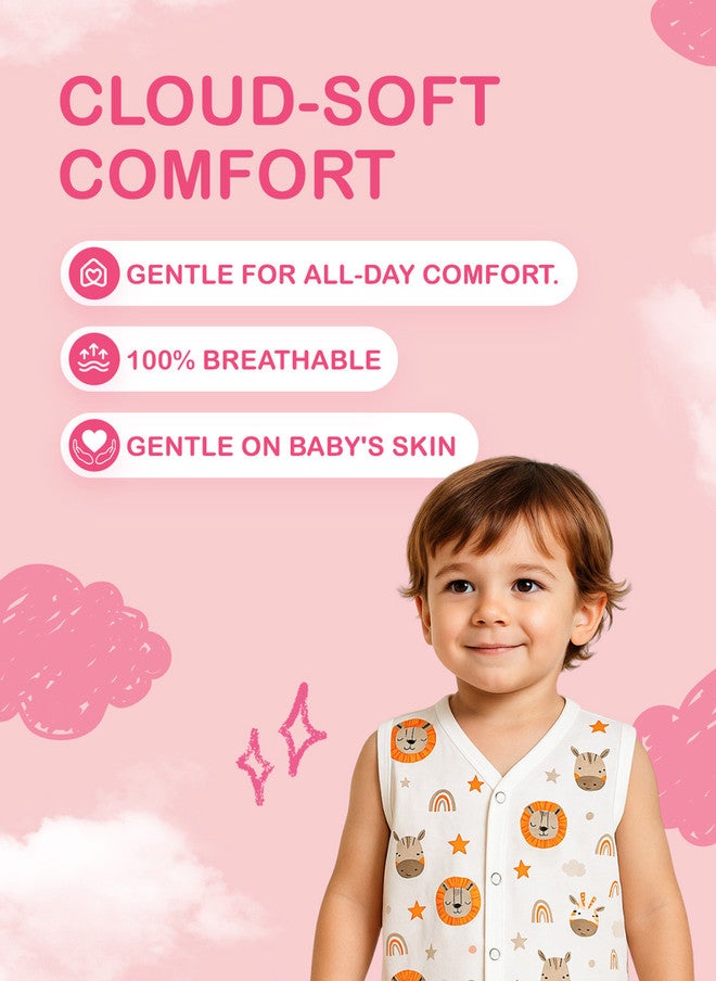 Kidbea سترة جابلا بيضاء وبنية مطبوعة للأطفال من كيدبيا مع ياقة على شكل V وإغلاق بأزرار - Image 2