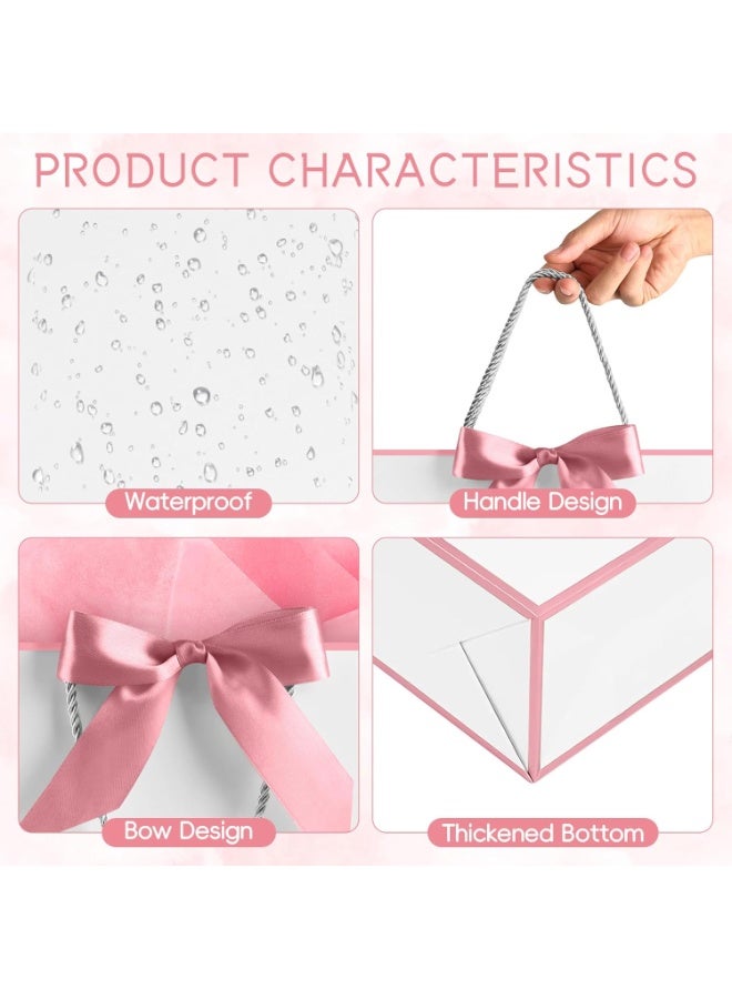 Neox 3 Pcs White Large Gift Bags, Paper Bags with Ribbon, Greeting Cards and Tissue Paper, Portable Party Bags with Handles, Birthday Gift Bags, Present Bags for Wedding Party, Party Supplies - Image 3