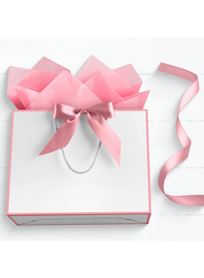 Neox 3 Pcs White Large Gift Bags, Paper Bags with Ribbon, Greeting Cards and Tissue Paper, Portable Party Bags with Handles, Birthday Gift Bags, Present Bags for Wedding Party, Party Supplies - Image 2