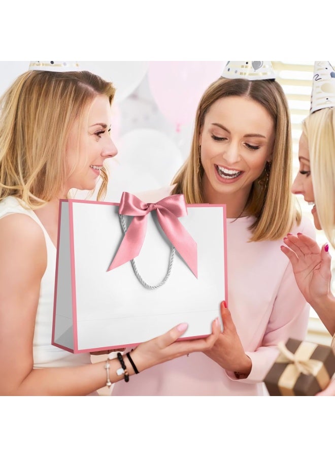 Neox 3 Pcs White Large Gift Bags, Paper Bags with Ribbon, Greeting Cards and Tissue Paper, Portable Party Bags with Handles, Birthday Gift Bags, Present Bags for Wedding Party, Party Supplies - Image 5