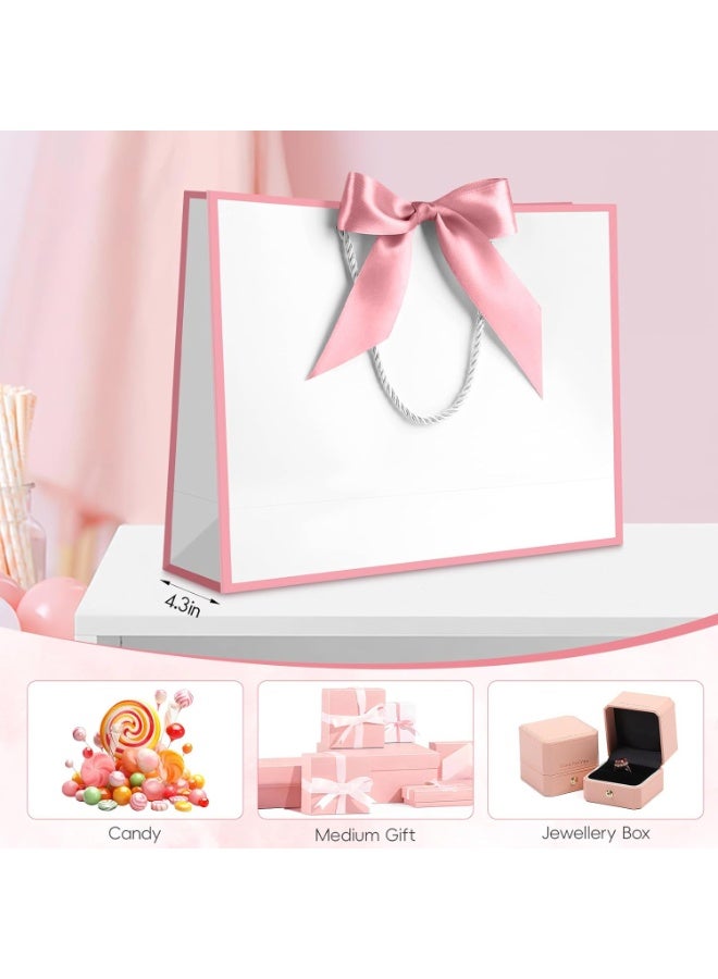 Neox 3 Pcs White Large Gift Bags, Paper Bags with Ribbon, Greeting Cards and Tissue Paper, Portable Party Bags with Handles, Birthday Gift Bags, Present Bags for Wedding Party, Party Supplies - Image 4