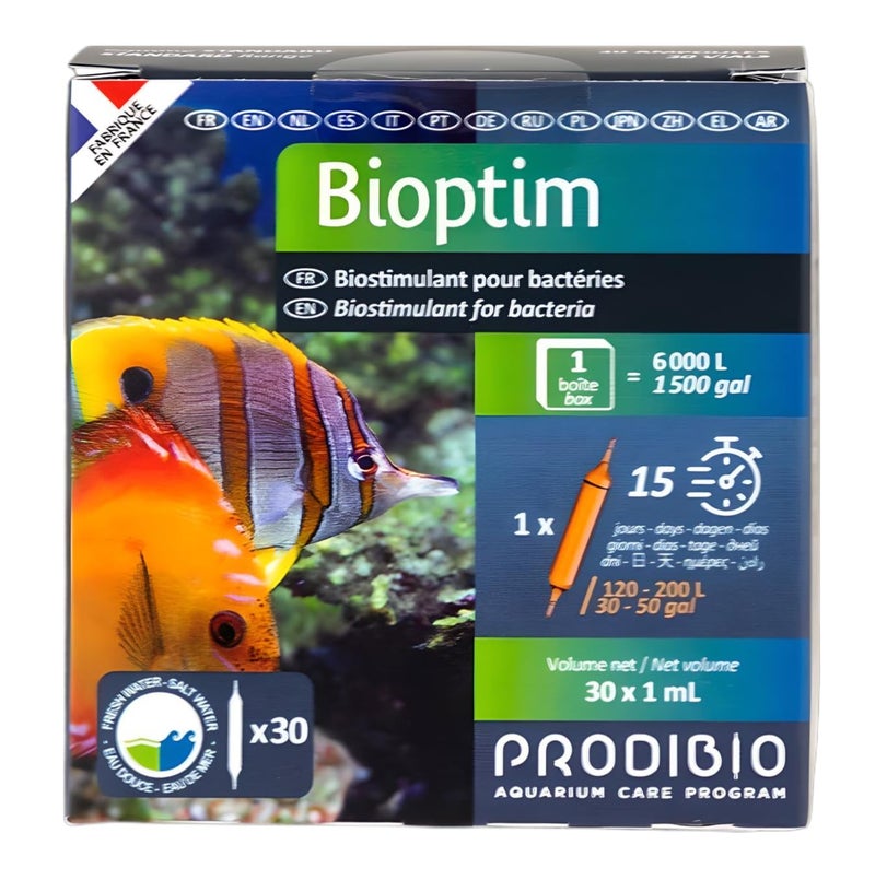 Prodibio Bioptim, Nutrients for Bacteria, Saltwater, 30/1 mL vials, 30 gal and up - Image 1
