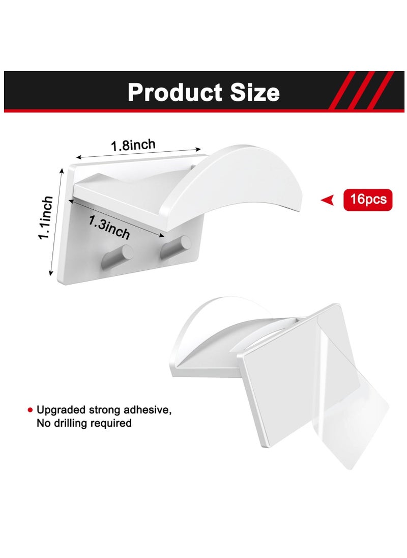 16 PCS Adhesive Hat Hooks for Wall, Upgraded Hat Holder Hat Hangers, Hat Hook for Baseball Caps, No Drilling, Strong Hat Hooks for Ear Headbands, White  - Image 2