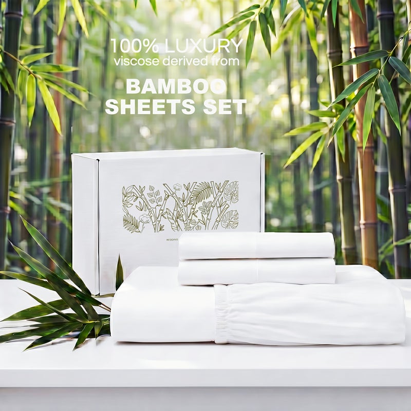 Set Of 3 Khaki Bamboo Viscose Bedding Fitted Sheet And 2 Pillowcases 300 Thread Count 60 Single Yarn Durable Weave Breathable Extra Deep Pocket Moisture Wicking Cooling Touch Ultra Soft For Hot Sleepers - Image 3