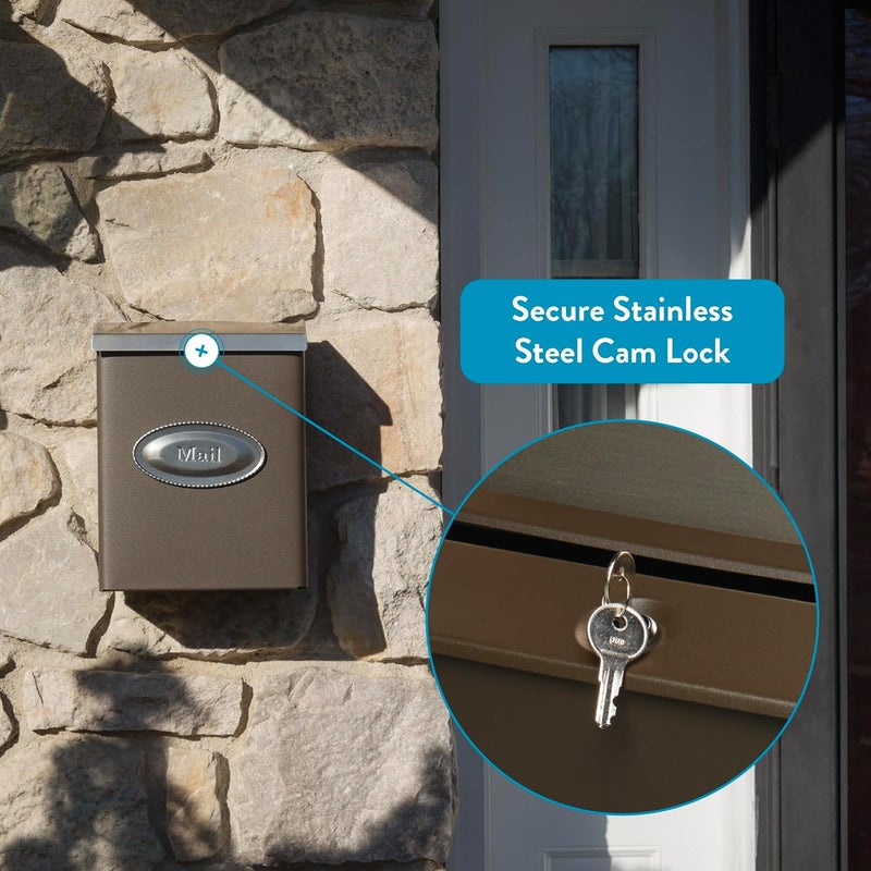 ARCHITECTURAL MAILBOXES Designer Galvanized Steel Wall-Mount Mailbox, DVKPBZ0AM, Venetian Bronze, Medium - Image 1