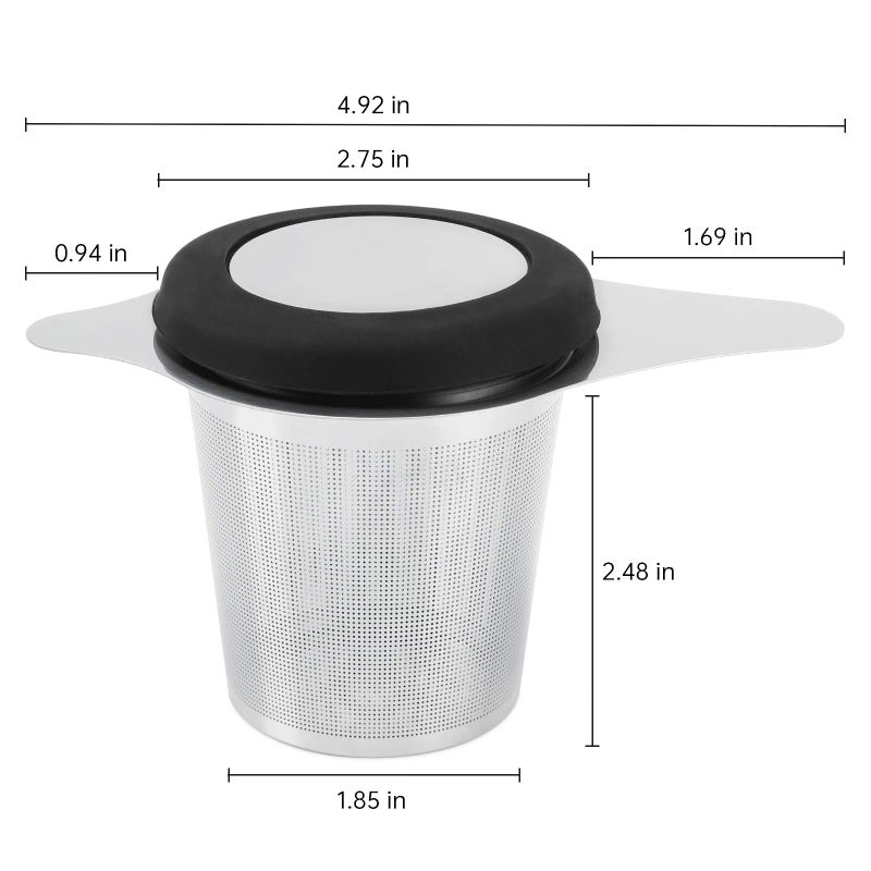 Maqqet Tea Infuser Basket Stainless Steel Tea Strainer Tea Filter With Small Strainer And Lid Tea Diffuser For Loose Leaf Tea Superior Brewing Experience (One pack silver) - Image 2