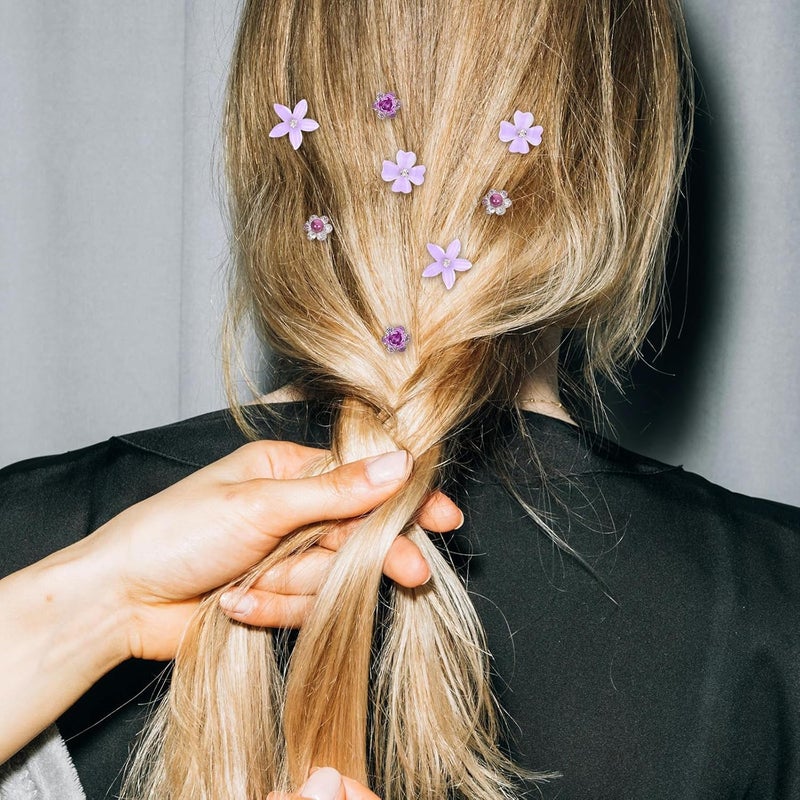 Garneck 20pcs Purple Cute Flower Hair Clips Mini Floral Barrettes Small Hair Accessories for Women Braids and Bangs Daily Wear - Image 5