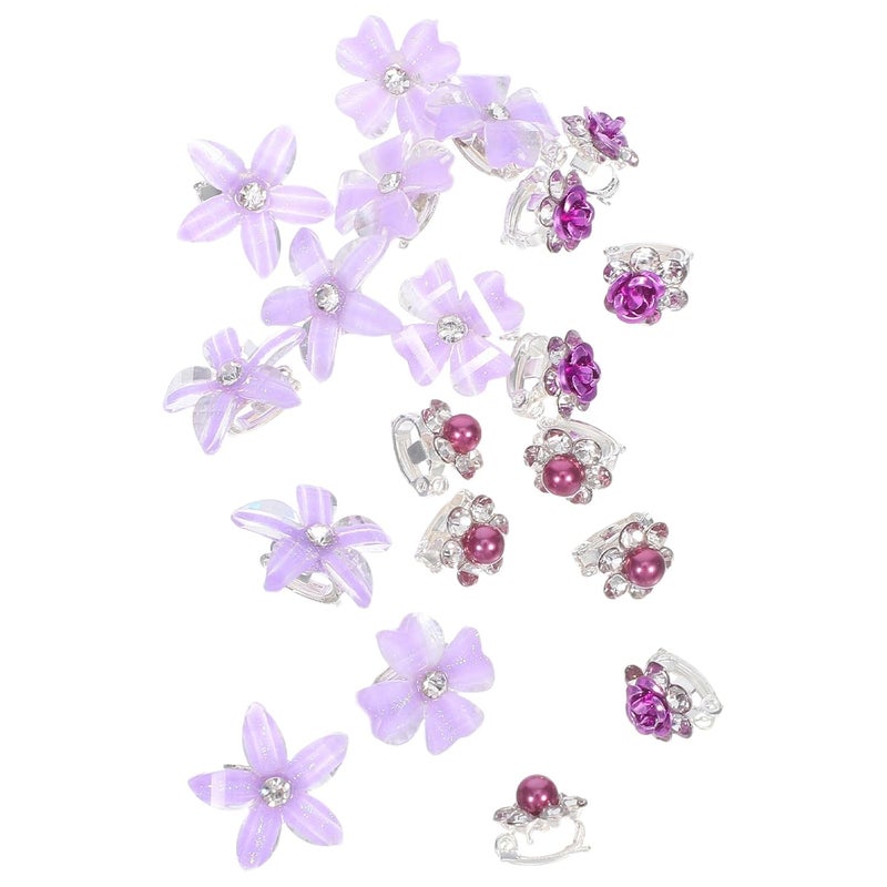 Garneck 20pcs Purple Cute Flower Hair Clips Mini Floral Barrettes Small Hair Accessories for Women Braids and Bangs Daily Wear - Image 1