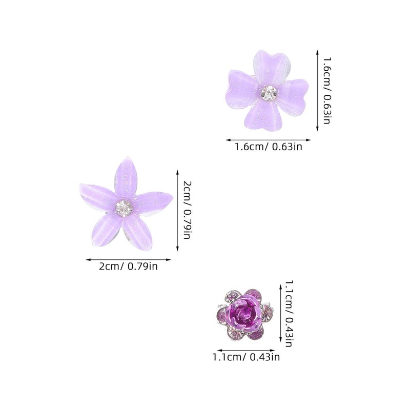 Garneck 20pcs Purple Cute Flower Hair Clips Mini Floral Barrettes Small Hair Accessories for Women Braids and Bangs Daily Wear - Image 2