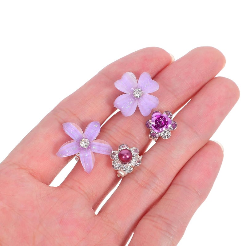 Garneck 20pcs Purple Cute Flower Hair Clips Mini Floral Barrettes Small Hair Accessories for Women Braids and Bangs Daily Wear - Image 4