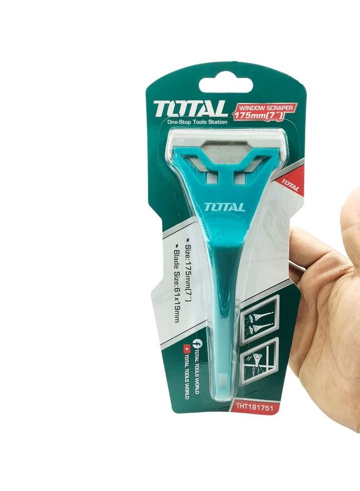 توتال مكشطة النافذة TOTAL THT181751 مقاس 7 بوصات 175 مم ، حجم الشفرة 61 × 19 مم أداة تنظيف مكشطة الأوساخ مكشطة نافذة زجاجية للأرضيات - Image 3