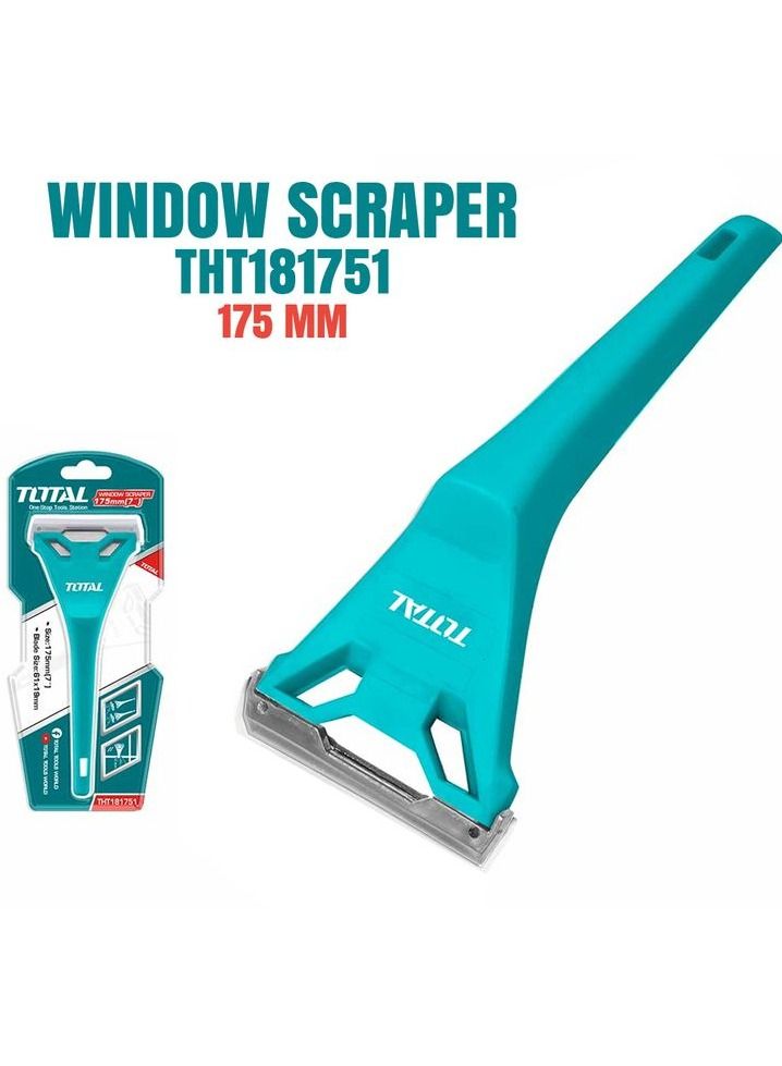 توتال مكشطة النافذة TOTAL THT181751 مقاس 7 بوصات 175 مم ، حجم الشفرة 61 × 19 مم أداة تنظيف مكشطة الأوساخ مكشطة نافذة زجاجية للأرضيات - Image 1
