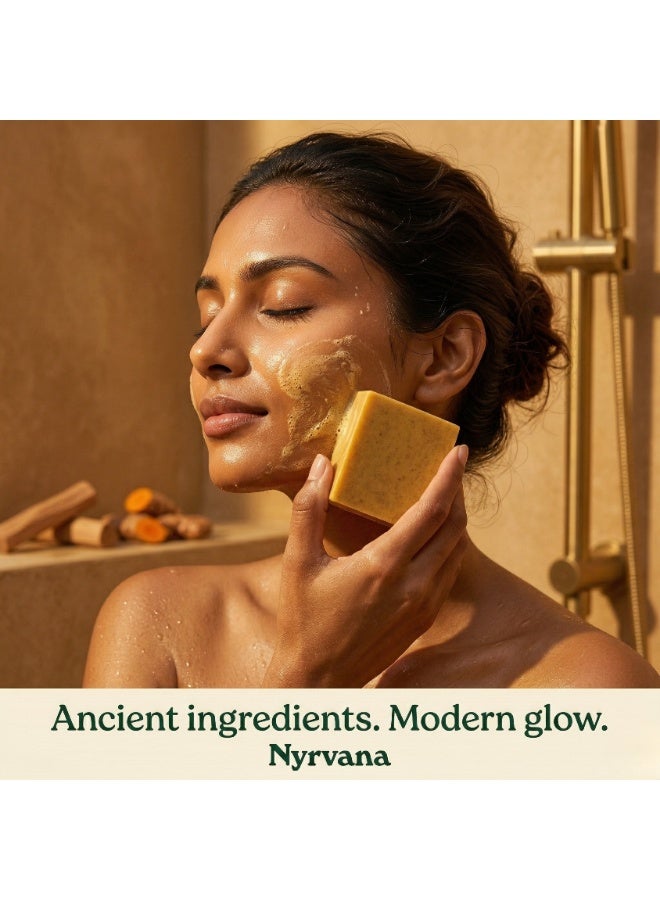 Nyrvana Sandalwood & Turmeric with Kokum Butter Soap 100g (3.52 oz) | Brightening & Anti-Inflammatory | Ayurvedic Formula | Natural Soap for Even Radiant Skin - Image 5