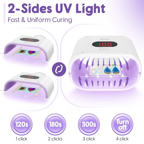 Akisey UV Resin Jewelry Making Kit, 200g Clear UV Resin Glue with Two-Sided Light & Molds, Starter Kit for Making Jewelry, Earring, Necklaces, Keychains - Image 4