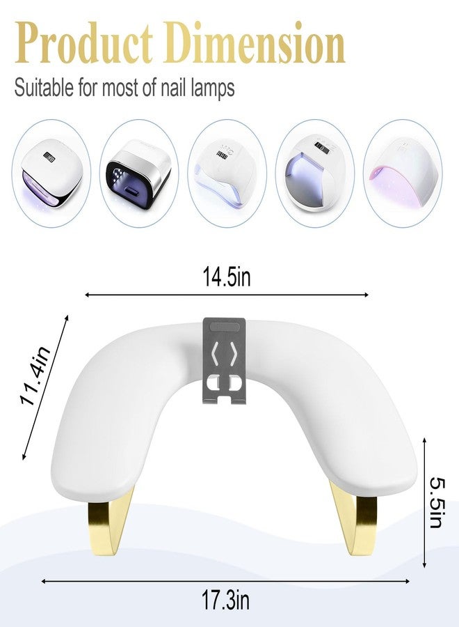 SZSJA Nail Arm Rest with Rotating Phone Holder, Arm Rest for Nails Tech, PU Leather Nail Tech Arm Rest, U-Shaped Hand Rest for Nails Tech, Manicure Hand Rests for Foot Hand Stand, White - Image 2