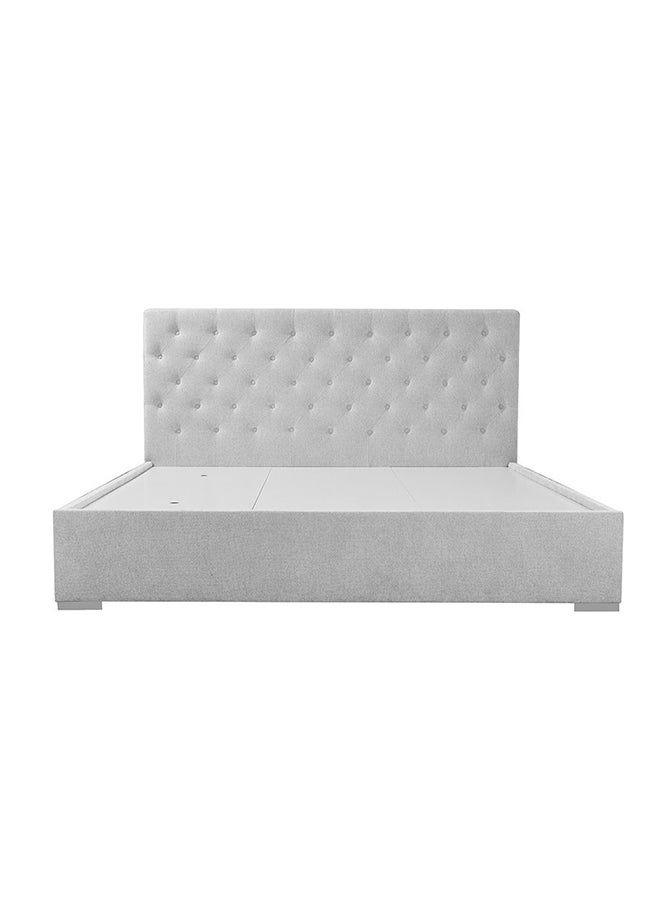 DANUBE HOME Austin 4Pieces Bedroom Set 180 X 200 Modern Design Wooden Bedroom Set Furniture Upholstered King Bed And Nightstand Dresser And Mirror - Light Grey / White/Walnut  - Image 3
