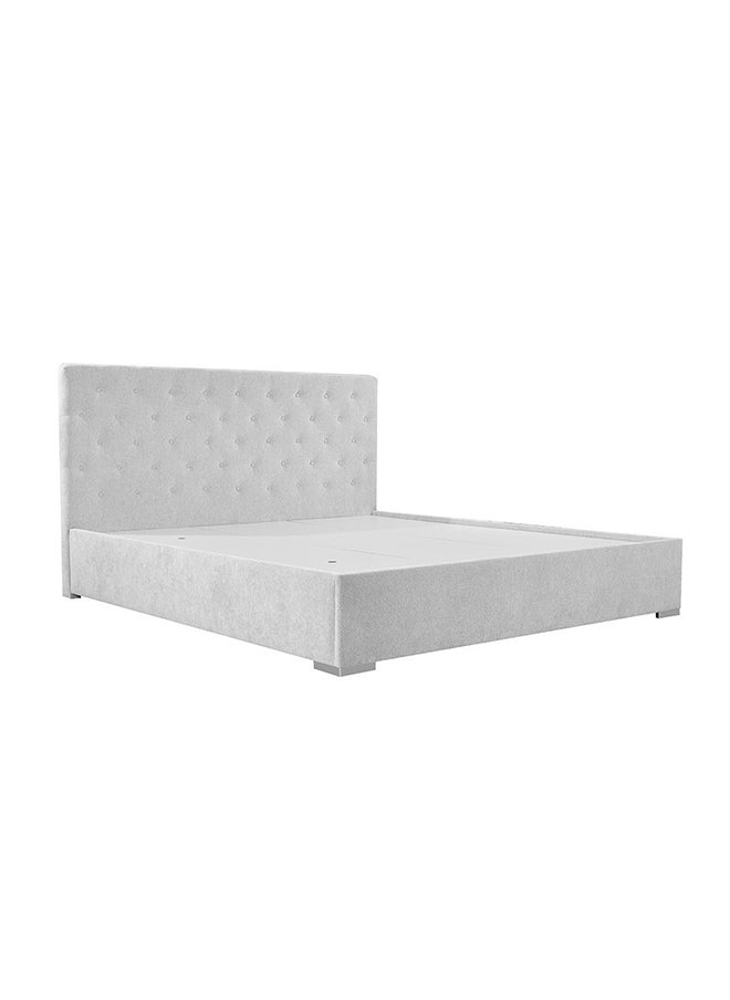 DANUBE HOME Austin 4Pieces Bedroom Set 180 X 200 Modern Design Wooden Bedroom Set Furniture Upholstered King Bed And Nightstand Dresser And Mirror - Light Grey / White/Walnut  - Image 2