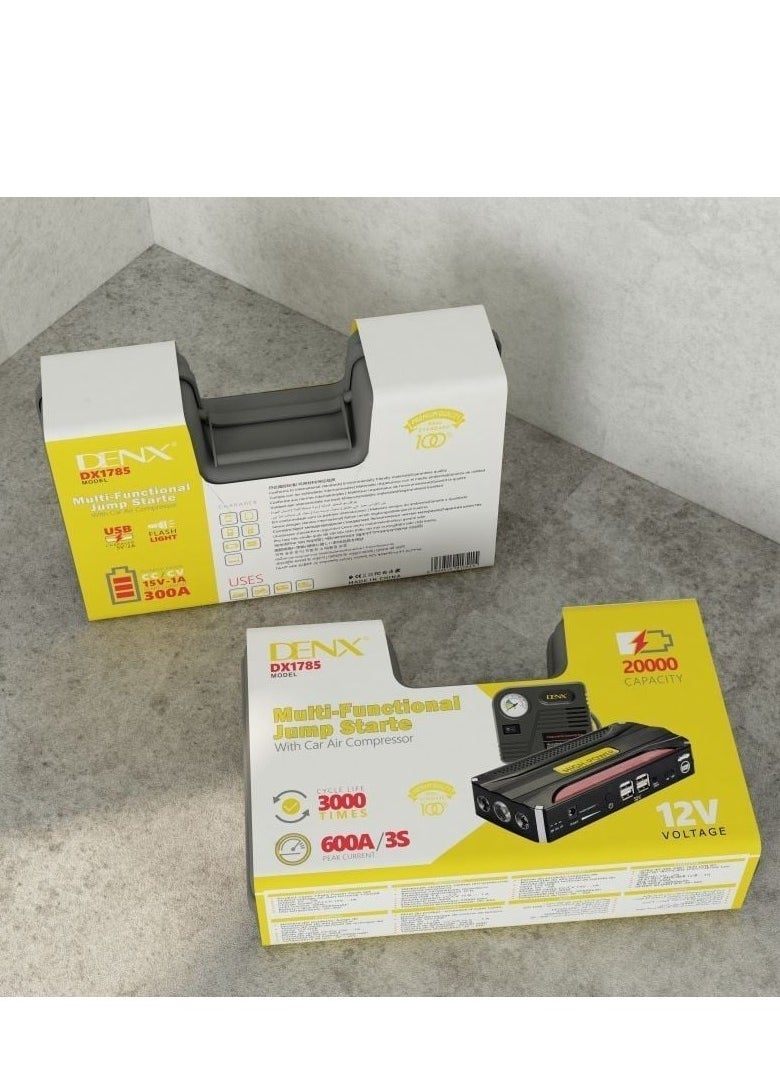 Denx Dx1785 Portable Car Starter Subscription Battery + 20000 Mah Multi-Use Air Blower  - Image 3