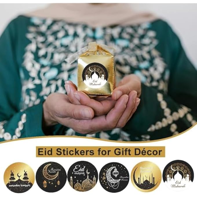 120PCS ISLAMIC RAMADAN & EID STICKERS, PAPER, BLACK, ROUND, STAR PATTERN, TRADITIONAL STYLE, SUITABLE FOR SMOOTH SURFACES, FESTIVAL STICKERS - Image 4